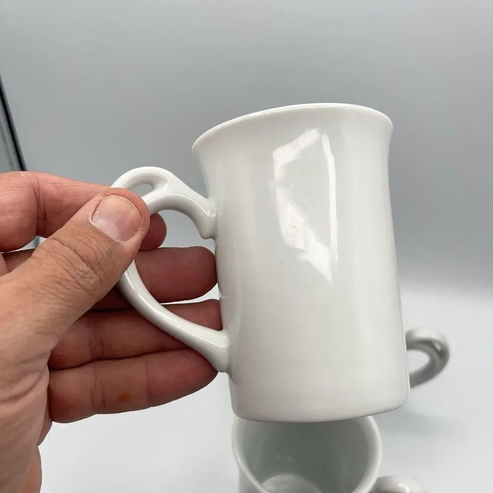 Pier 1 Set of 3 Mugs, White Double Handle, Porcelain